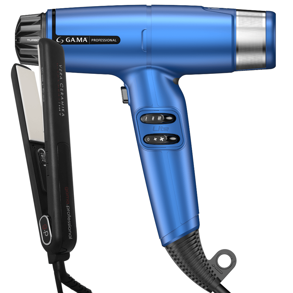 Kit Secador iQ Lite Max Blue e Prancha Vera Ceramika